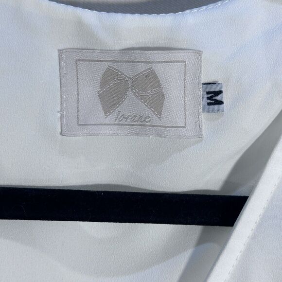 lorane Womens Designer Cold Shoulder Button Up Butterfly Sleeve Ivory Size Med - Picture 5 of 9